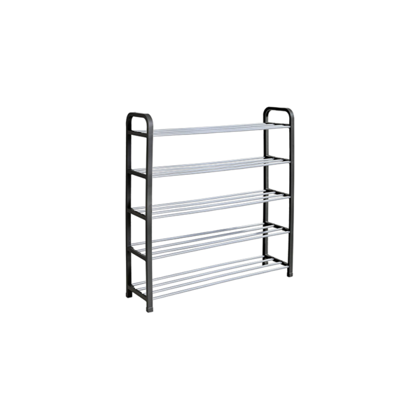 Shoe Rack - 5 Tier - Black and Silver